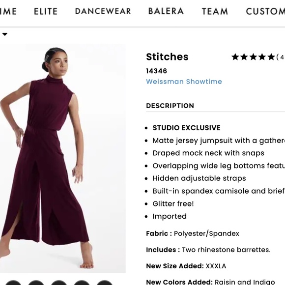 weissman dance costume contemporary lyrical burgundy maroon small jazz - Picture 3 of 6